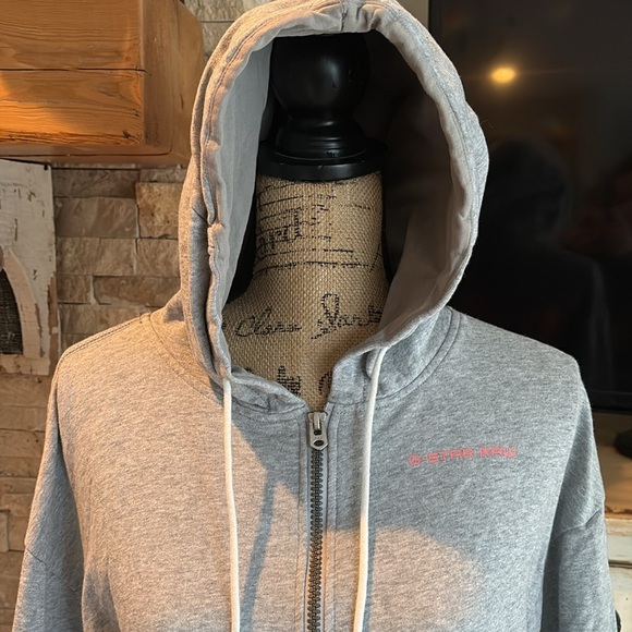 G-Star Lalja HDD zip SW Dress gray sweatshirt long line hood zip close RAW - Picture 2 of 16